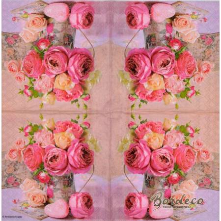 Serwetka do decoupage firmy AMBIENTE bukiet vintage 25x25cm